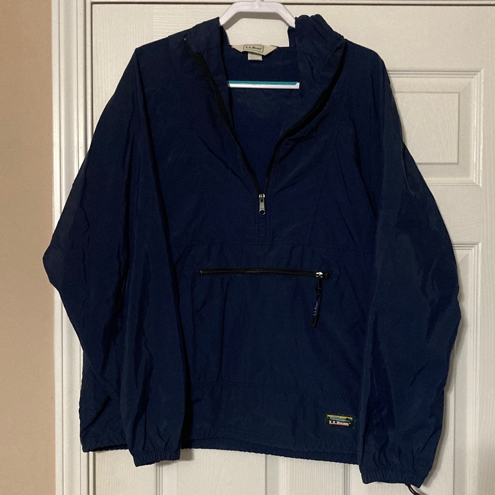 L.L. Bean Navy Blue Pullover Windbreaker - size XL